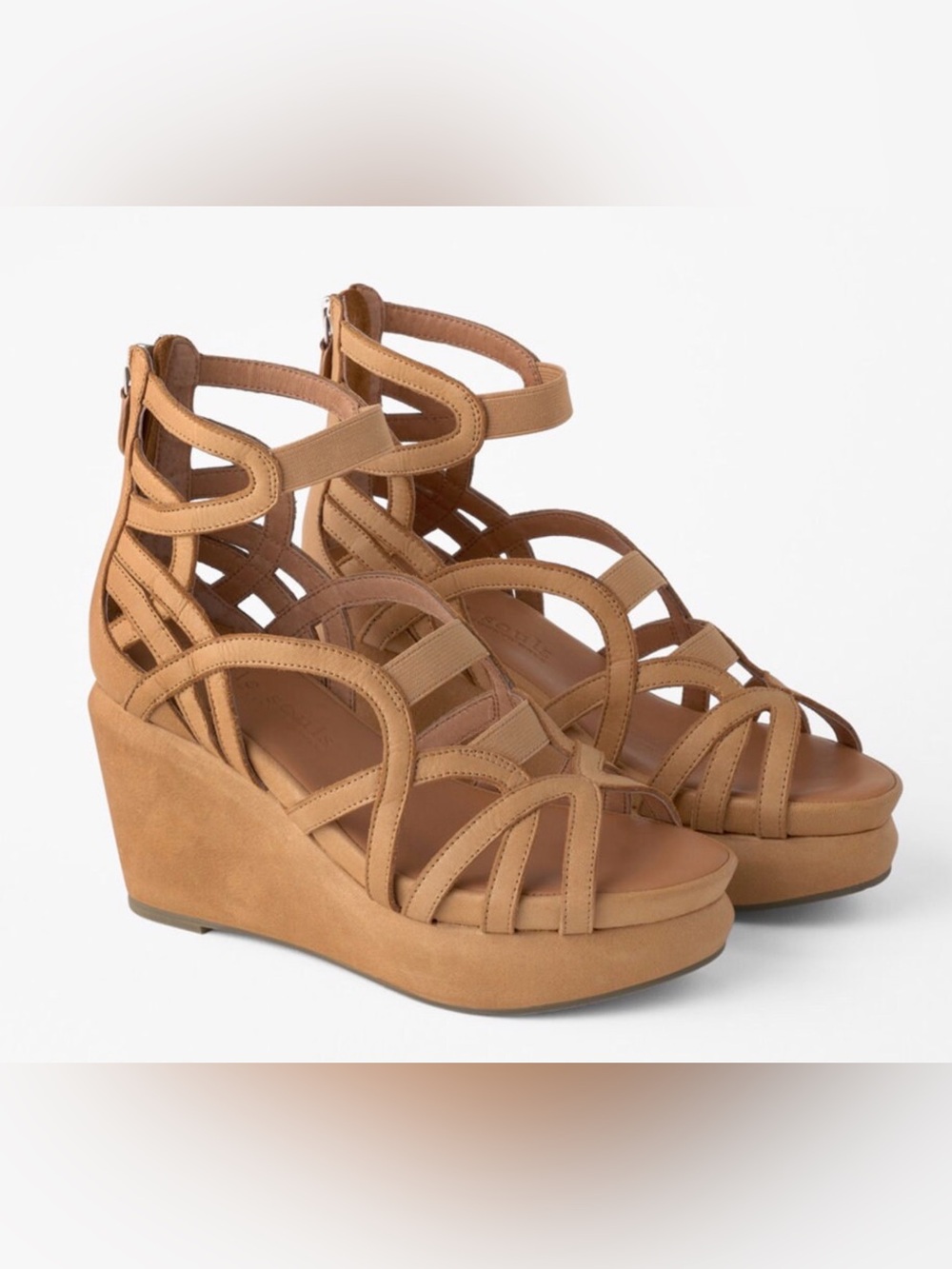 gentle souls Tan Joy Elastic Wedge  Heels Size 7.5 NIB